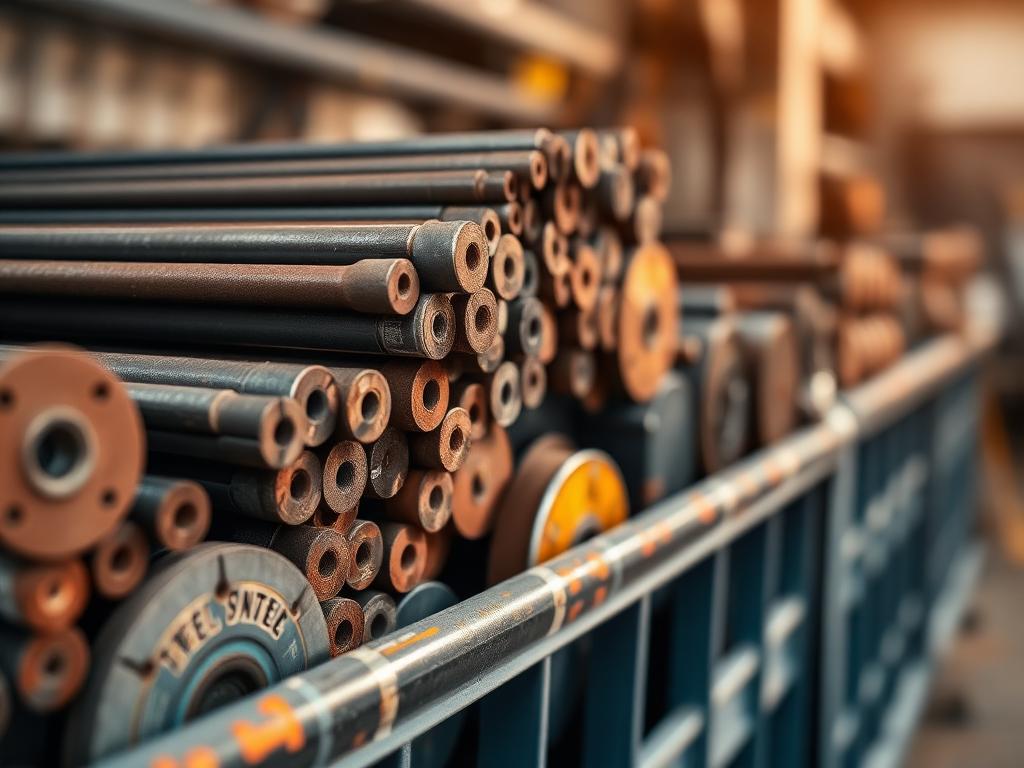 Welding rods and grinding discs stocked in a supplier bin